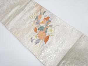 花模様刺繍開き名古屋帯(額縁仕立て)